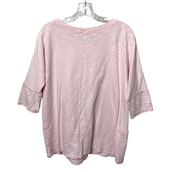 Habitat Pink Slub Cotton Blouse Oversized Top Womens Small Relaxed Patch Pockets - Picture 2 of 7